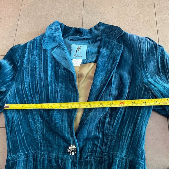 Stunning Marciano Woman's Teal Turquoise Crushed Velvet Blazer-Size 2 - Picture 9 of 12